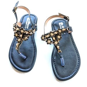 GC SHOES Kids Jeweled Flower t-strap sandals